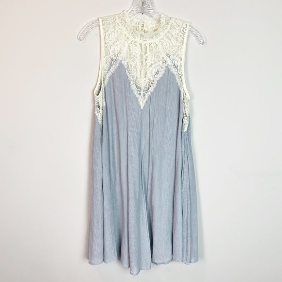 Altar'd State Dresses & Skirts - Altar'd State | lace hi neck shift dress grey S